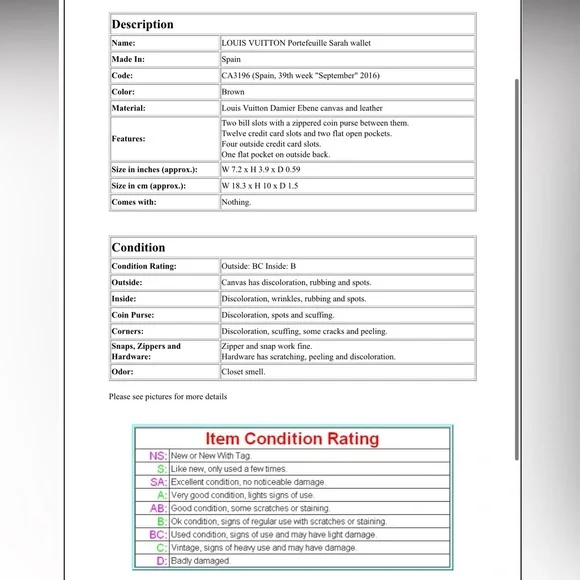 Louis Vuitton Damier Ebene Wallet - Picture 16 of 16